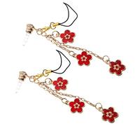 Hemobllo 2pcs Red Flower Earphone Dust Plug with Alloy Material for Phone and Electronic Equipment, Protect Earphone Jack and Prevent Dust, Stylish Phone Decoration