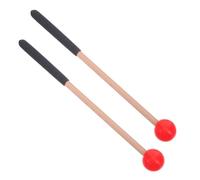 Hemobllo 2pcs Red Rubber-headed Percussion Mallets for Glockenspiel Xylophone Marimba with Non-slip Wood Handles, Soft Tip Drumsticks Set for Handpan Sound Bowls and Chime Instruments