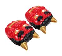 Hemobllo 2pcs Red Samurai Masks Set Japanese Demon Festival Face Masks for Cosplay, Halloween Costume Props, Sushi Bar Decor, Masquerade Party Accessories