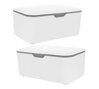 Hemobllo 2pcs Refillable Wipes Dispenser Box with Lid Sealed Dustproof Wipe Holder Storage Container for Home and Travel Grey