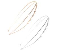 Hemobllo 2pcs Rhinestone Hair Hoop Headbands Crystal Beads, Silver and Rose Gold Crossed Design, Bridal Hair Accessories for Weddings and Special Occasions