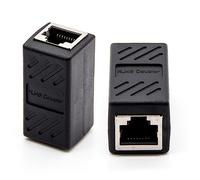 Hemobllo 2pcs Rj45 Coupler Ethernet Cable Inline Adapter Female to Female Network Connector Black Pack for Lan Cable Extension and Network Connection