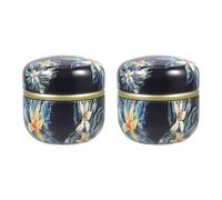 Hemobllo 2pcs round Tinplate Powder Puff Boxes Portable Miniature Tea Storage Canisters Decorative Loose Tea Containers for Kitchen and Household Use