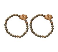 Hemobllo 2pcs Sandalwood Beaded Bracelets Rabbit Charm, Versatile Stretchy Strand Soothing Fragrance, Minimalist Fashion Accessory for Anniversary Celebration and Boutique Presents