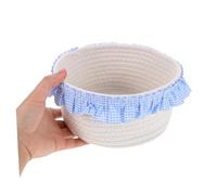 Hemobllo 2pcs Sea Salt Blue Cotton Thread Weaving Storage Basket Handwoven Nursery Organizer for Books Towels Blankets Compact Soft Cotton Storage Baskets for Living Room Bathroom Laundry