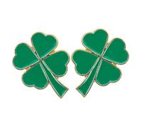 Hemobllo 2pcs Shamrock Pin Four Leaf Clover Brooches for Women Lucky Irish Decorative Jewelry for Party Wedding Birthday St Patrick Day Leaf Pins