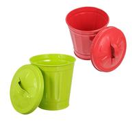 Hemobllo 2pcs Small Garbage Can with Lid Metal Trash Bin for Desktop and Bathroom Vanity Counter-top, Featuring Handle Design and Large Opening, Suitable for Home and Office Use