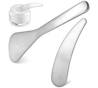Hemobllo 2pcs Stainless Steel Eye Cream Spatulas Set, Reusable Metal Face Scoops for Skincare, Portable Beauty Tools for Precise Cosmetic Application and Sampling