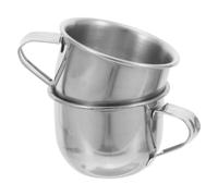 Hemobllo 2pcs Stainless Steel Mini Sake Cups 70ml Each, Rustproof Drink Cups with Ergonomic Handle Design, Sturdy Silver Small Tea Mugs for Parties and Everyday Use