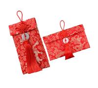 Hemobllo 2pcs Traditional Brocade Chinese Red Envelopes Set with Gold Dragon Jade Knot Design for Wedding and Lunar New Year Festival Celebration