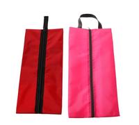 Hemobllo 2pcs Travel Shoe Dust Bags with Handle, Portable Sneaker Storage Bags for Luggage, Space-Saving Shoe Organizer Pouches for Travel and Home Use (Rose Red + Bright Red)