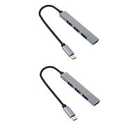 Hemobllo 2pcs Type-c Usb Hub Port Aluminium Adapter for Laptop Desktop and More Compact and Lightweight Design for Expansion and Data Transfer