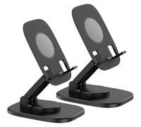 Hemobllo 2pcs Universal Adjustable Desktop Phone and Tablet Holder Stand with 360 Degree Rotation, Stable Folding Design Made of Abs, Non-slip Silicone and Hardware, for Home and School Use