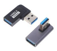 Hemobllo 2pcs USB 3.0 Angled Adapter Right Angle USB A Male to Female Connector 90 Degree Blue Front for Laptop and PC Data Transfer