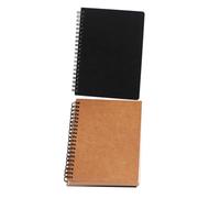 Hemobllo 2Pcs Vintage Spiral Sketchbooks with Kraft and Black Hardcovers Unlined Plain Drawing Pads Portable Mindmap Books for Students Artists and Note Taking