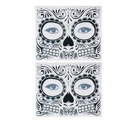 Hemobllo 2pcs Waterproof Temporary Skeleton Face Tattoos Stickers on Skin Firmly for Halloween Party Day the Dead Makeup Decoration