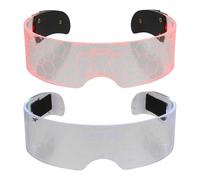 Hemobllo 2pcs White Acrylic LED Glasses Button Battery Included, Luminous and Lightweight Eyewear for Night Parties and Fancy Dress, Featuring Fine Workmanship and Fashion Style