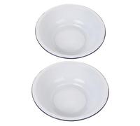 Hemobllo 2pcs White Enamel Mixing Bowls Set Large Capacity Vintage Style Multipurpose Use Enamel Basin for Kitchen, Laundry and Bathroom with Classic Elegant Design