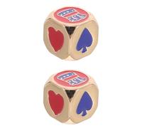 Hemobllo 2pcs Zinc Alloy Poker Dice with Heart Pattern, Smooth Surface and Easy to Roll Cube Dice for Family Gatherings and Party Games, Sturdy Iron Material Game Accessory