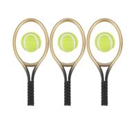 Hemobllo 3 Mini Tennis Racket And Ball Sets, Dollhouse Accessories, Decorative Kit And Miniature Toys for Kids, Plastic Sports Equipment for Play And Decoration