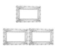 Hemobllo 3-Pack 3D Embossed Light Switch Surround Stickers, Self-Adhesive Double Socket Decorative Wall Covers, Vintage European Style Plastic Finger Plates for Home Living Room Decor (Silver, 17.5 x