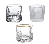 Hemobllo 3 Pcs Twisted Surface Whiskey Glasses, High Transparency Drinkware | Reusable Glassware Chic Irregular Design, Stable Practical Construction for Bartenders, Hotels and Dinner Tables