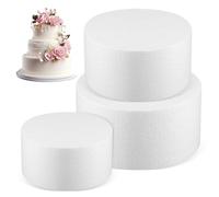 Hemobllo 3 Pieces Round Foam Cake Dummies Set Diameter 100mm 150mm 200mm 100mm Thick White Foam Cake Rounds for Wedding Display and Baking Practice