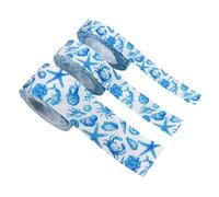 Hemobllo 3 Rolls Ocean Theme Grosgrain Ribbon Set - 10mm, 22mm, 38mm Widths - Navy Blue Coastal Fabric Ribbon for Wrapping, Floral Decoration, and Summer Party DIY Supplies - 5 Yards Each