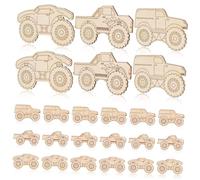 Hemobllo 30 Pcs Wooden Monster Truck Cutouts Crafts Unfinished Vehicles to Paint with Smooth Edges Lightweight Wood Decorations for Party Gifts and Home Decor