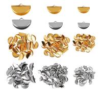 Hemobllo 300pcs Pinch Crimp Alloy Cord Ends Fan Shape Half Round Metal Fastener Clasps with Interior Teeth Design Hide Incomplete Ends for DIY Jewelry Necklaces Bracelets