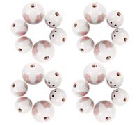 Hemobllo 30pcs Easter DIY Wood Beads Set with Bunny Ears, Faces Paws, Round Natural Wooden Beads for Garland Making, Jewelry Crafts and Macrame Decorations
