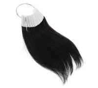 Hemobllo 30pcs Hair Color Sample Pack with White Pvc Ring Human Hair Samples Black 3 Degree Color Model Reusable Can be Straightened for Salon Testing and Styling