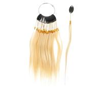 Hemobllo 30pcs Human Hair Sample Rings Hair Testing Color Charts Buckle Natural Ivory 9° Bulk