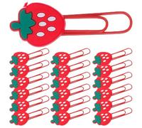 Hemobllo 30pcs Strawberry PVC Paper Clips Cute Cartoon Bookmarks for School and Office Use, Decorative Fruit Clip Set for Students, Teachers, Women, and Men