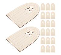 Hemobllo 30pcs Unpainted Mini Wooden Fairy Doors for DIY Craft, 4# Scale Model House Doors, Beige Wood Material for Garden Trees Decoration and Home Art Projects