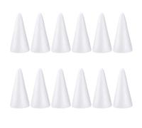 Hemobllo 30pcs White Polystyrene Foam Cones for DIY Craft Supplies, Cone Shape Foams Suitable for Kindergarten and Craft Projects, Can be Fixed or Glued, for Handmade Decorations