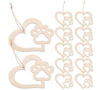 Hemobllo 30pcs Wooden Heart Ornament with Paw Design, Unfinished Wood Slices Featuring Blank Surface and Hemp Rope, for DIY Crafts, Valentine's Day Decorations, and Office Use