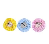 Hemobllo 3pcs Adjustable Silk Sleeping Caps with Drawstring Elastic Band, Satin Hair Bonnet Set, Soft Breathable Sleep Hats in Yellow, Sky Blue, Pink for Night Hair Care