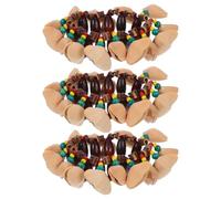 Hemobllo 3pcs African Tribal Style Nut Shell Bracelet, Wooden Coconut Shell Handbell Wrist Shaker, Multifunctional Ethnic Percussion Instrument for Dance and Art Workshops