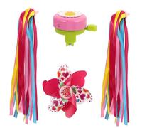 Hemobllo 3pcs Bike Accessories Set - Yellow Pink Tassel Ribbons, Heart Windmill Streamer Pink Daisy Bell for ’s Bicycle Handlebar - Suitable for Boys and Scooter Cycling