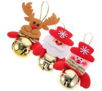 Hemobllo 3pcs Christmas Tree Hanging Decorations Cross Stitch Doll Pendants with Bell Xmas Adornments for Home Office Party Featuring Santa Snowman Reindeer Designs