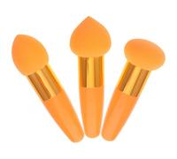 Hemobllo 3Pcs Cosmetic Sponge Brush Set with Orange Handles, Portable Foundation and Concealer Applicators for Daily and Professional Makeup Use