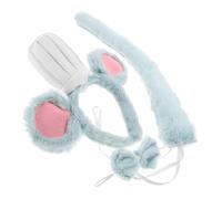 Hemobllo 3pcs Fluffy Mouse Costume Set for Adults with Ears Headband Long Tail and Matching Bow Tie Soft Rat Ears Headwear for Halloween Party Cosplay Events and Comfortable Green Roleplay