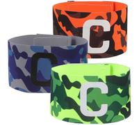 Hemobllo 3pcs Football Captain Armbands Set, Professional Adjustable Camouflage Soccer Bands in Blue, Green and Orange, Convenient Wear-resistant Captain Wristbands for Football Games