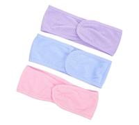 Hemobllo 3pcs Hair Drying Towel Set with Adjustable Elastic Headbands for Women, Soft Absorbent Microfiber Hair Wraps for Sports, Yoga, Makeup in Purple, Pink, and Blue Random Color