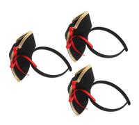 Hemobllo 3pcs Halloween Season Plush Pirate Hat Headband Costume Prop | Elastic Adjustable Fit, Lightweight Comfort, Fabric and PP Cotton Build, Adults Carnival Gatherings