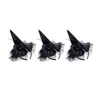Hemobllo 3pcs Halloween Witch Headbands for Costume Party, Lightweight Black Fabric Headbands with Lace and Sequin Details, Comfortable to Wear for Dress and Masquerade Events