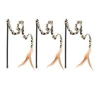 Hemobllo 3pcs Handheld Cat Teaser Stick with Leopard Design, Interactive Portable Kitten Teasing Made of Cloth, for Home Play and Exercise