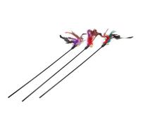 Hemobllo 3pcs Interactive Cat Feather Teaser Wand with Bell Design, Plastic Material for Keeping Cats Active and Entertained, Suitable for Indoor Play and Training Random Color