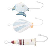 Hemobllo 3pcs Iron Coat Hooks Mediterranean Wall Hooks Lighthouse Fish Shell for Hats and Backpacks, Bedrooms and Study Rooms